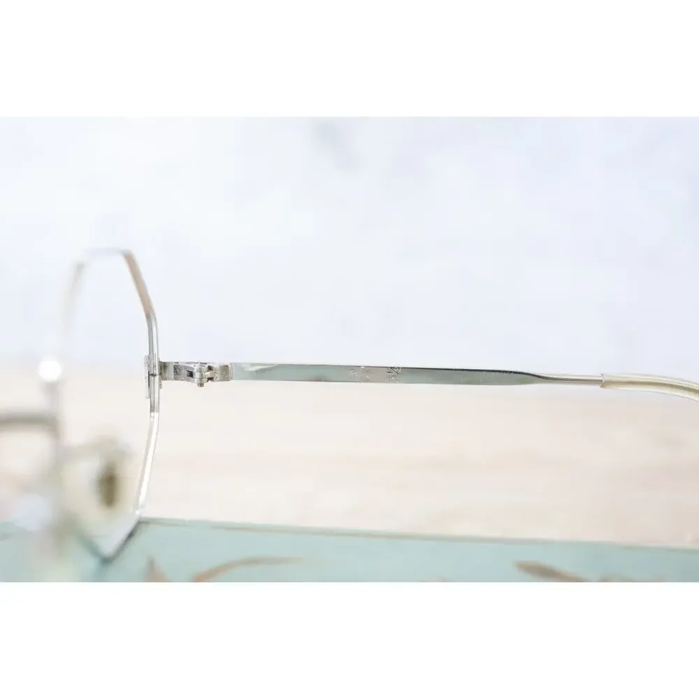 vintage 1960s Octagon Eyeglass 1/10 12K Gold filled and temples silver tone NOS
